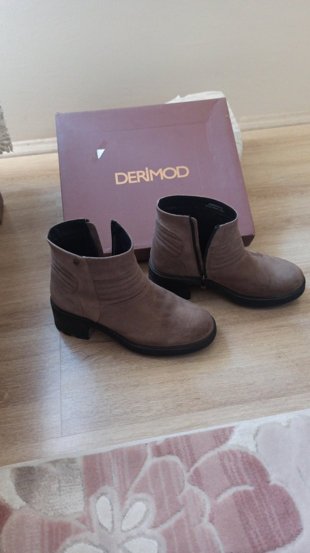 DERIMOD Taba Süet Kadın Topuklu Bot - Görsel 2