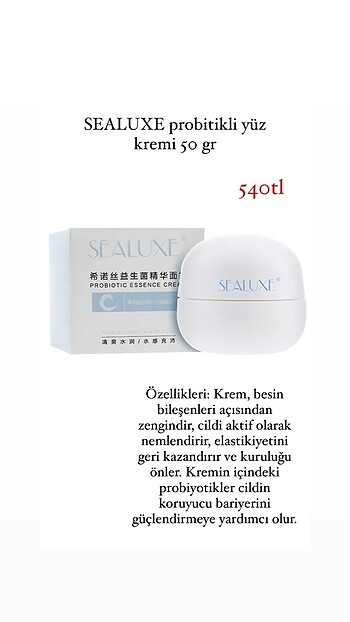 Diğer SEALUXE probitikli yüz kremi 50 gr