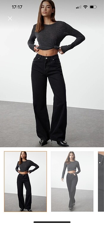 Trendyolmilla siyah yüksek bel wide leg jeans