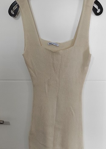 Krem Triko Mini Elbise - Görsel 7