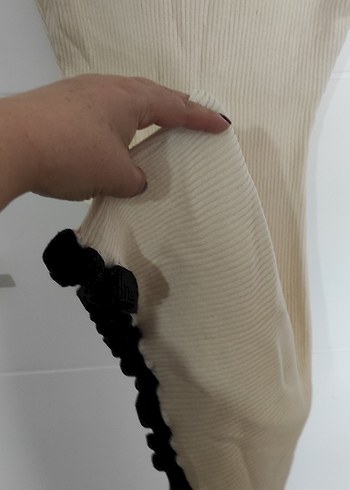 Krem Triko Mini Elbise - Görsel 6