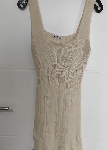 Krem Triko Mini Elbise - Görsel 5