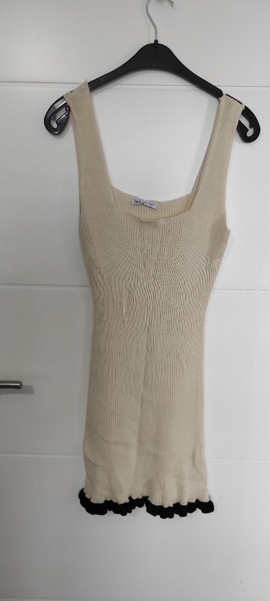 Krem Triko Mini Elbise - Görsel 5