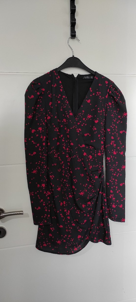 Bordo Bağlama Desenli Midi Kadın Elbise - Görsel 2