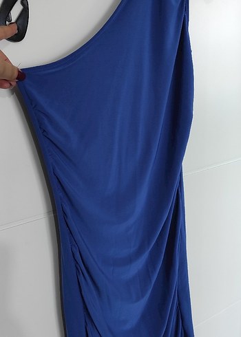 Mavi Drapeli Midi Kadın Abiye Elbise - Görsel 6