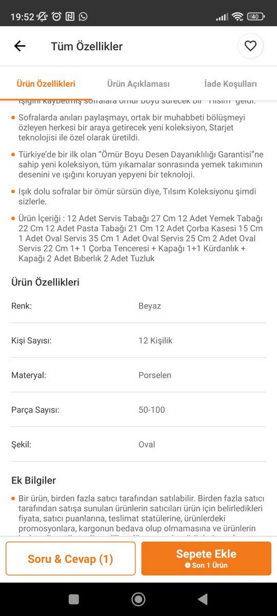 Schafer beyaz desenli yemek takımı seti - Görsel 3