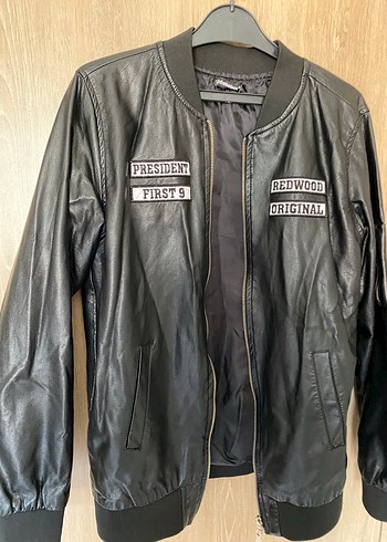 l Beden Sons of Anarchy Baskılı Siyah Deri Ceket