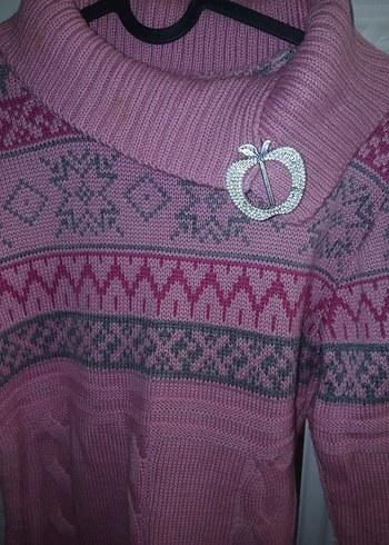 Pembe Bohem Örgü Kadın Kazak - Görsel 2