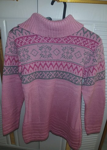 Pembe Bohem Örgü Kadın Kazak - Görsel 4