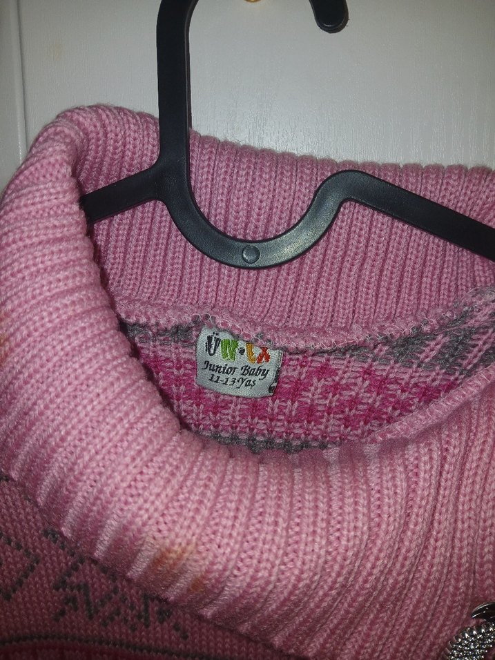 Pembe Bohem Örgü Kadın Kazak - Görsel 3