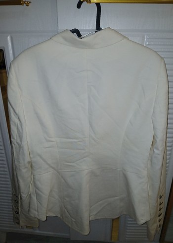 Beyaz Düğmeli Kadın Blazer Ceket - Görsel 5