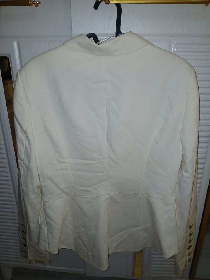 Beyaz Düğmeli Kadın Blazer Ceket - Görsel 5