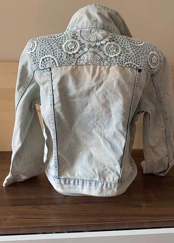 m Beden Düğmeli Kadın Bej Denim Ceket