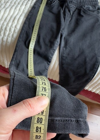 8 Yaş Beden gri Renk Erkek Gri Denim Pantolon Elastik Bel