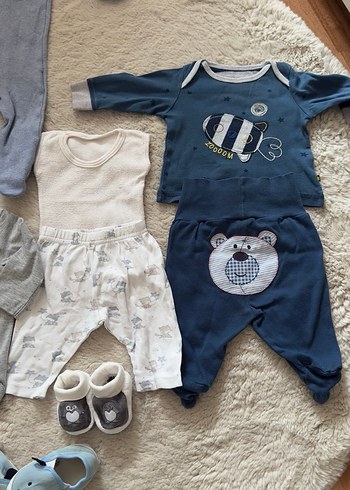 Mothercare Gri Pamuklu Uzun Kollu Bebek Erkek Kıyafet Seti
