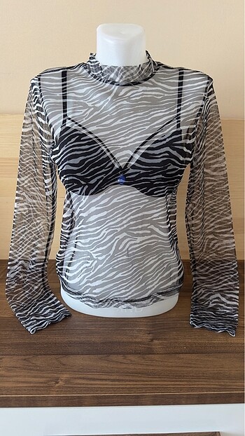 Zebra desen transparan bluz