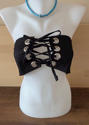 Siyah Bağcıklı Straplez Mini Bustiyer