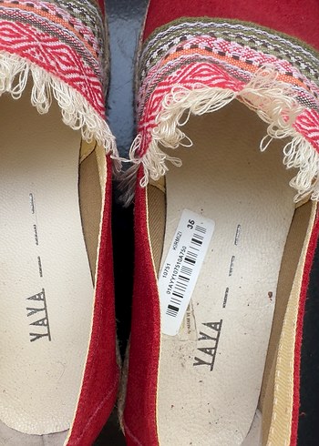 Renkli Nakışlı Kırmızı Kadın Dolgu Topuk Espadril - Görsel 6