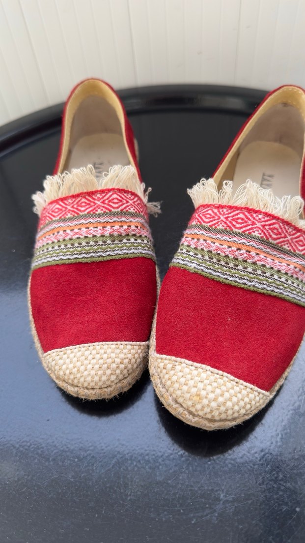 Renkli Nakışlı Kırmızı Kadın Dolgu Topuk Espadril - Görsel 4