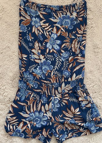 Mavi Straplez Mini Kadın Tulum - Görsel 3