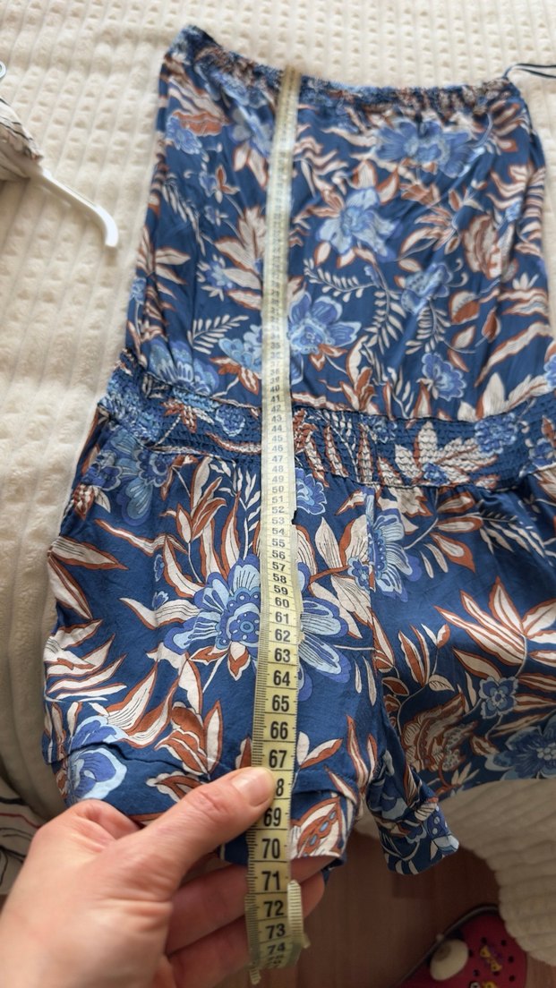 Mavi Straplez Mini Kadın Tulum - Görsel 5