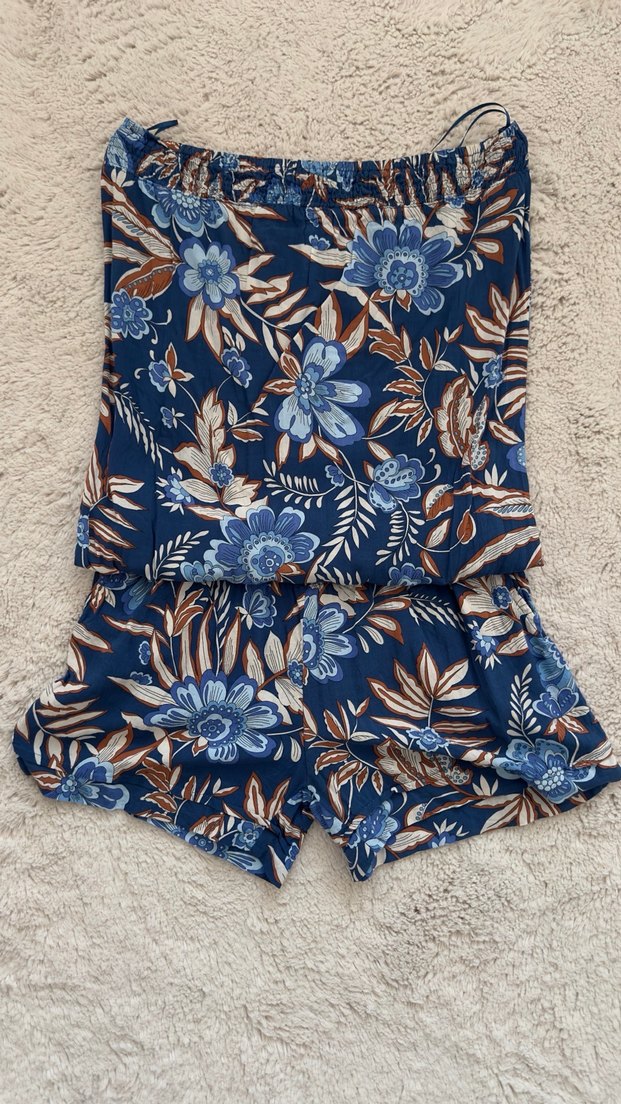 Mavi Straplez Mini Kadın Tulum - Görsel 2