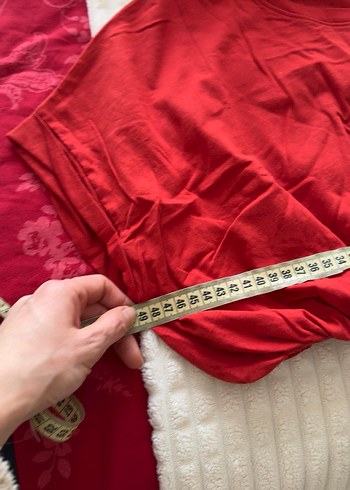 Kırmızı Kısa Kollu Crop Top - Görsel 7