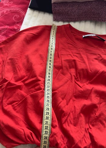 Kırmızı Kısa Kollu Crop Top - Görsel 6