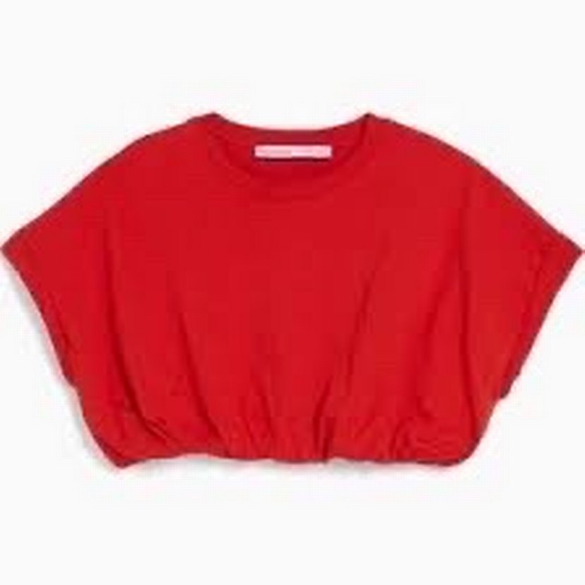 Kırmızı Kısa Kollu Crop Top - Görsel 5