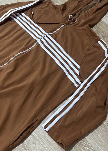 Kadın Kahverengi Uzun Kollu Kapüşonlu Spor kap ferace pardesü - Görsel 2