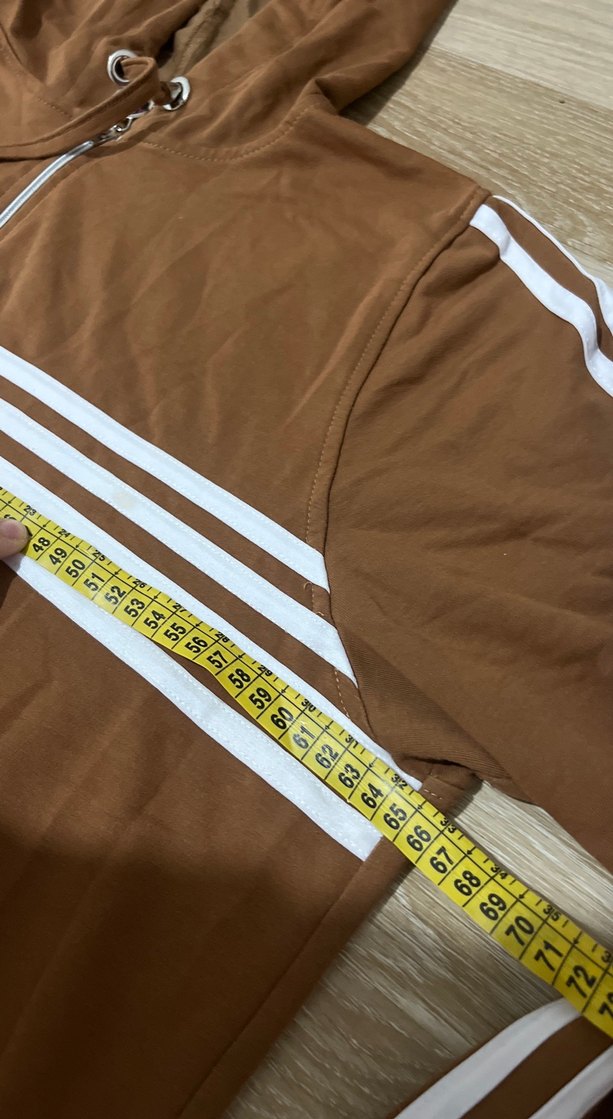 Kadın Kahverengi Uzun Kollu Kapüşonlu Spor kap ferace pardesü - Görsel 3