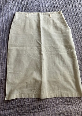 Vintage Bej Midi Keten Etek