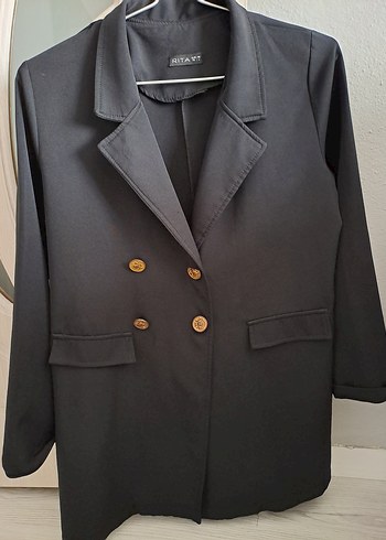 Düğmeli Siyah Kadın Blazer Ceket