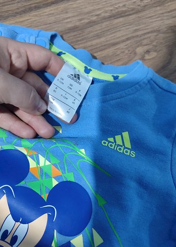 9-12 Ay Beden Mavi Mickey Mouse Baskılı Erkek Sweatshirt