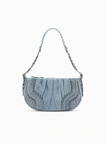 Zara Zara Zımbalı Denim Kol Çantası
