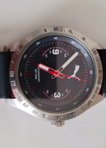 Gri Kasa Kırmızı Kayışlı Erkek Biker Saat - Görsel 4