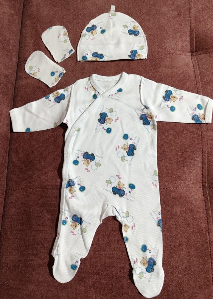 Prematüre 6 lı Zıbın Seti Hastane Çıkışı  Arabalı Ayı - Görsel 5