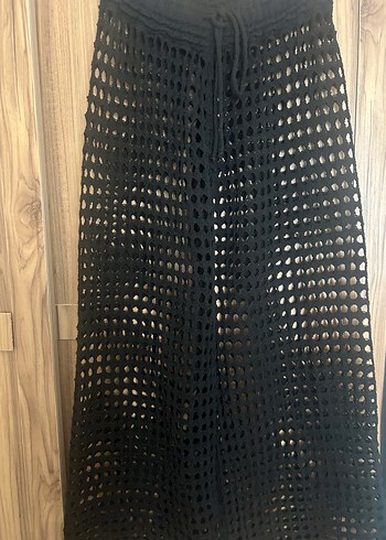 Siyah Bol Kesim Kadın Plaj Pantolonu - Görsel 2