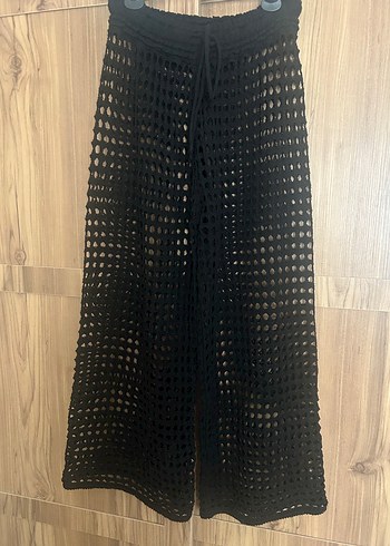 Siyah Bol Kesim Kadın Plaj Pantolonu - Görsel 3