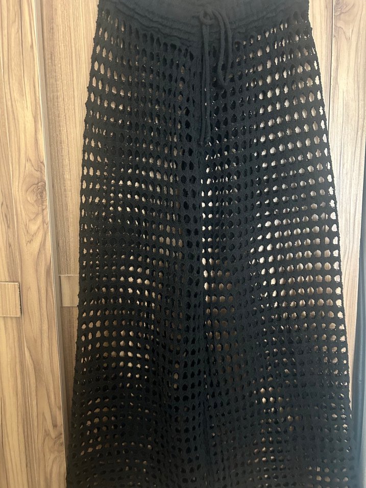 Siyah Bol Kesim Kadın Plaj Pantolonu - Görsel 2