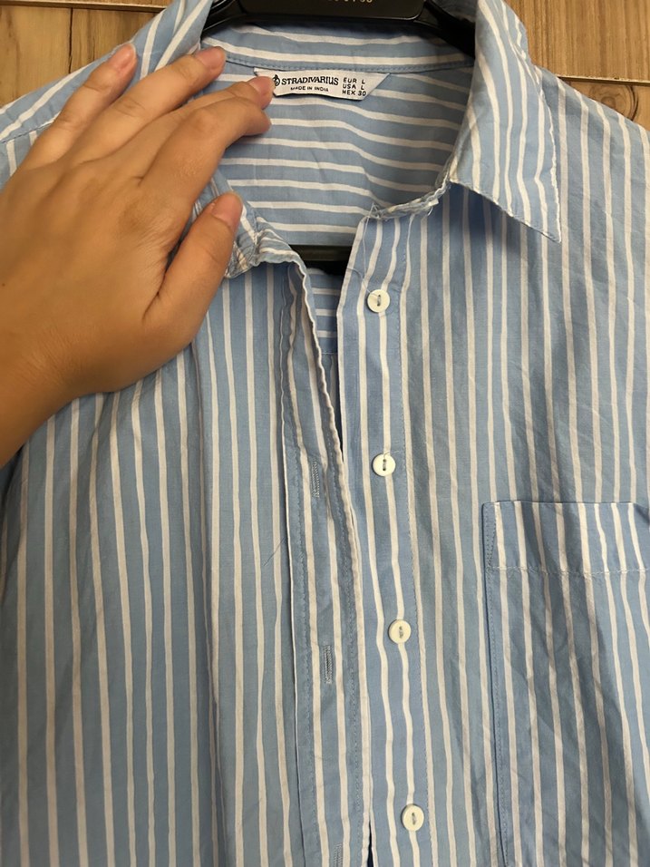 Kadın Çizgili Poplin Gömlek - Görsel 2