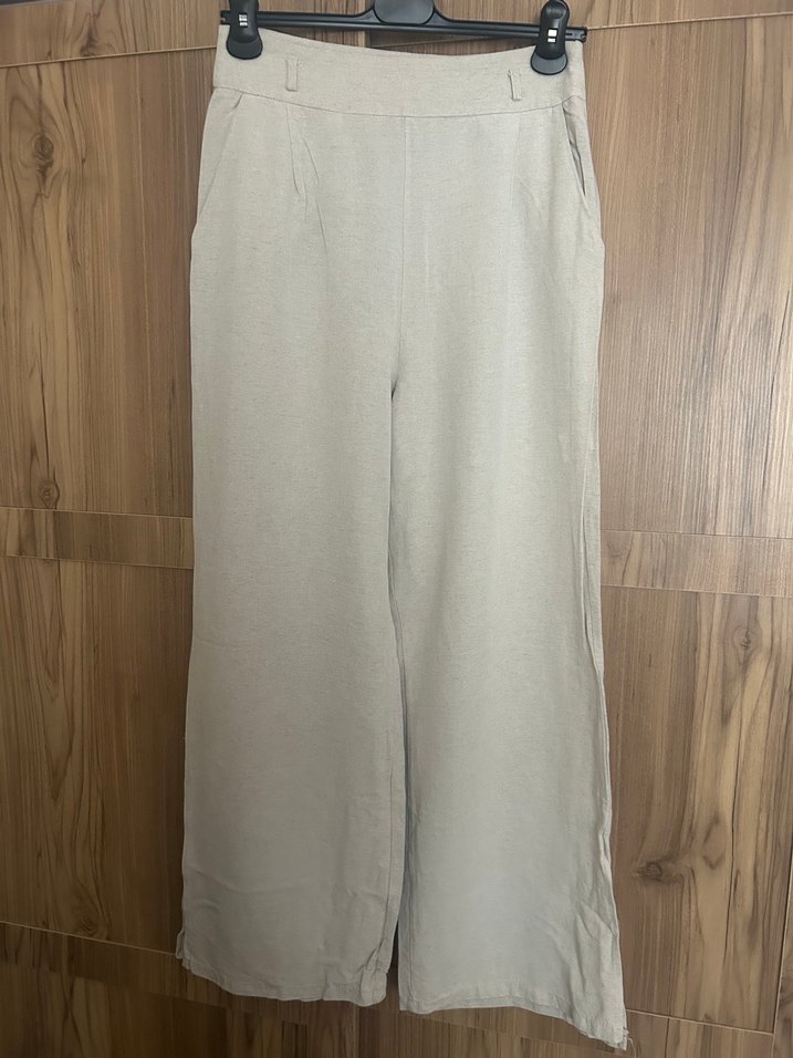 Bej Keten Takım Crop üst - Görsel 2