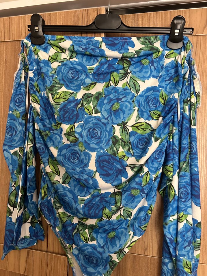 Mavi bağlama desenli uzun kollu - Görsel 2