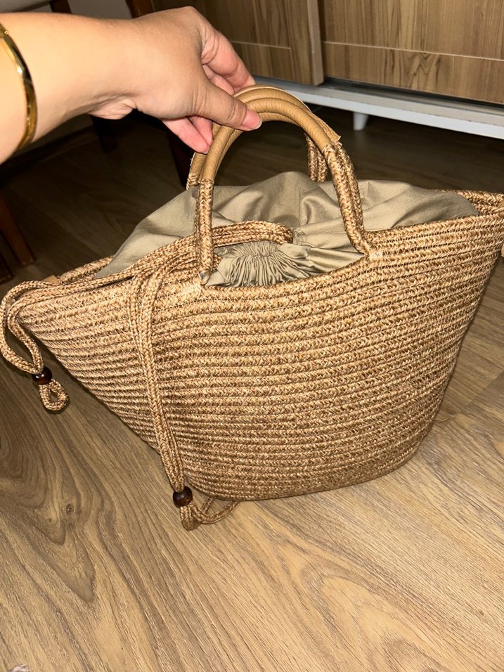 Bej Bohem Hasır Kadın Çanta - Görsel 2