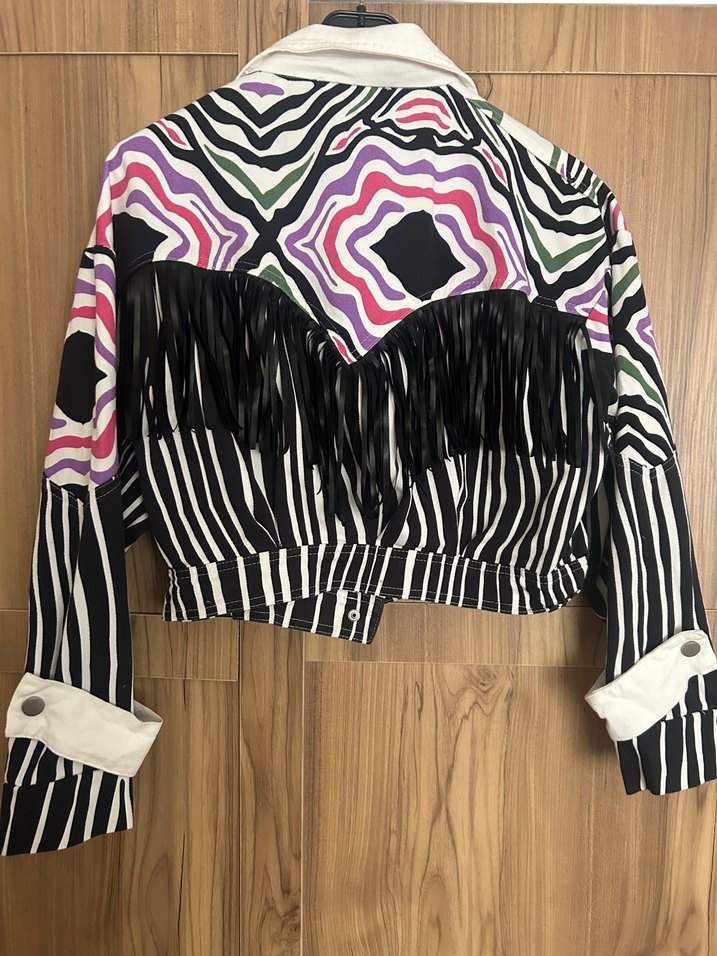 Zebra Desenli Kısa Salaş Kadın Ceket - Görsel 4