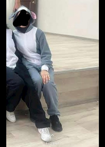 Gri Tavşan Kostümü Pijama Tulum - Görsel 4