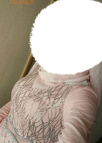 Pembe V Yaka Uzun Kollu Drapeli Abiye satılık - Görsel 2