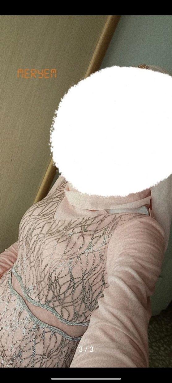 Pembe V Yaka Uzun Kollu Drapeli Abiye satılık - Görsel 2