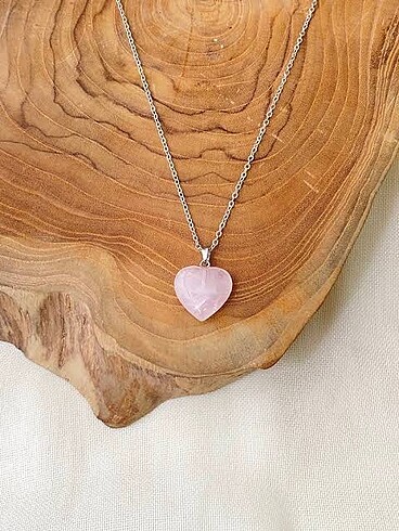 pembe kuvars doğal taş kolye ucu