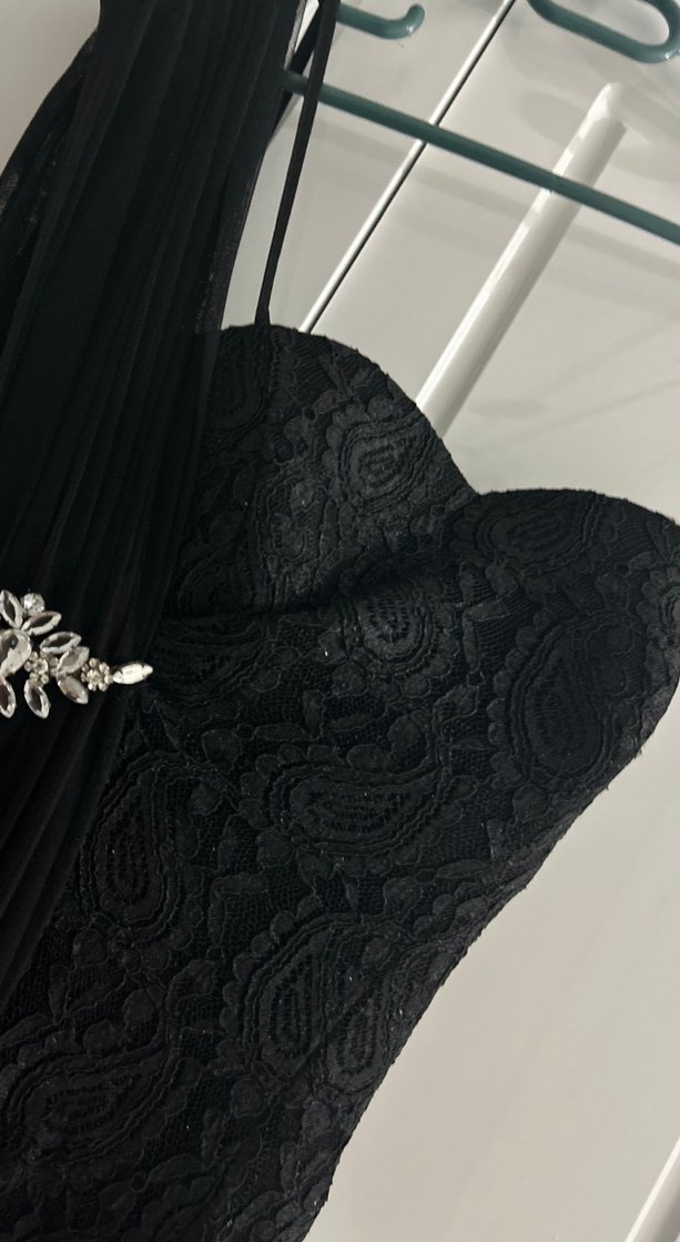 Drapeli Siyah Straplez Uzun Abiye Elbise - Görsel 2